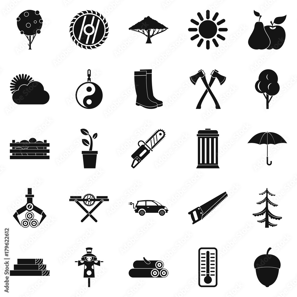 Poster tree icons set, simple style