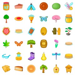 Pancake icons set, cartoon style