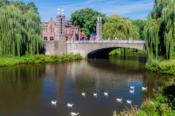 DEN BOSCH, NETHERLANDS - AUGUST 30, 2016: Bridge over a canal in Den Bosch, Netherlands