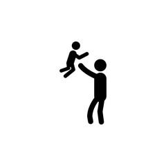 Fototapeta na wymiar the father throws the child icon. Simple black family icon. Can be used as web element, family design icon