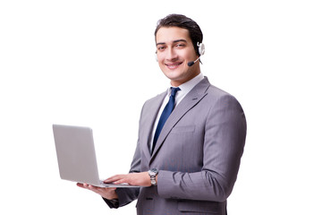 Call center employee isolated on white background