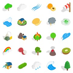 Horticulture icons set, isometric style