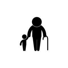 Old man with child icon. family icon. Simple black family icon. Can be used as web element, family design icon