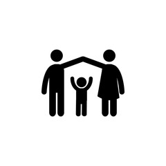 parents protect the child icon. Simple black family icon. Can be used as web element, family design icon