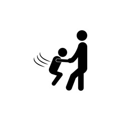 parents with a swinging child icon. Simple black family icon. Can be used as web element, family design icon