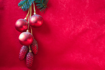 New Year composition on a red background.