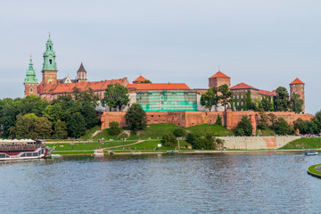 Vistula river, in front of Wawel castle in Krakow, Poland