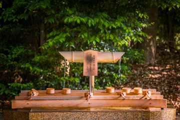 Hand washing fountain in Japanese temple
