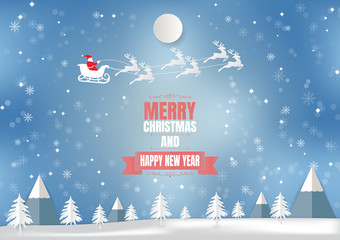 Fototapeta na wymiar Winter season with snowflake and santa. Vector illustration of Merry Christmas