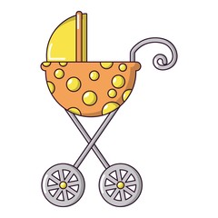 Baby carriage elegant icon, cartoon style