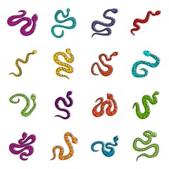 Snake icons doodle set