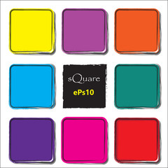 Set of empty scribble square frame, vector design elements, 9 square frame.