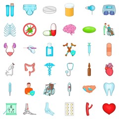 Molecule icons set, cartoon style