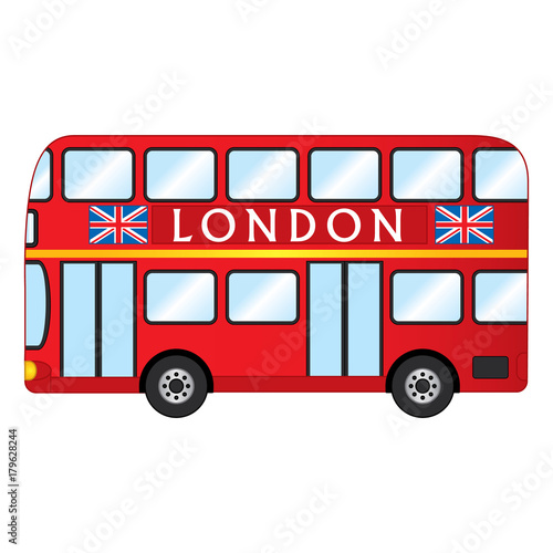 "Vector London Red Bus. Vector Red Double Decker" fichier vectoriel