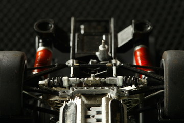 Plastic model car engine represent toy and automobile technology concept.