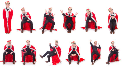 Businessman with crown isolated on white