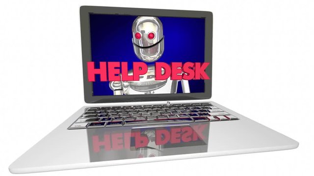 Help Desk Robot Computer Laptop Service Assistant 3d Animation