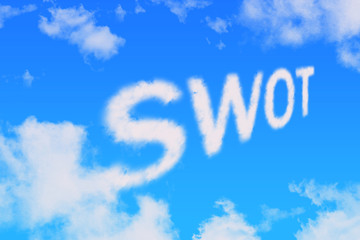Naklejka na ściany i meble swot word made from cloud brush on blue sky