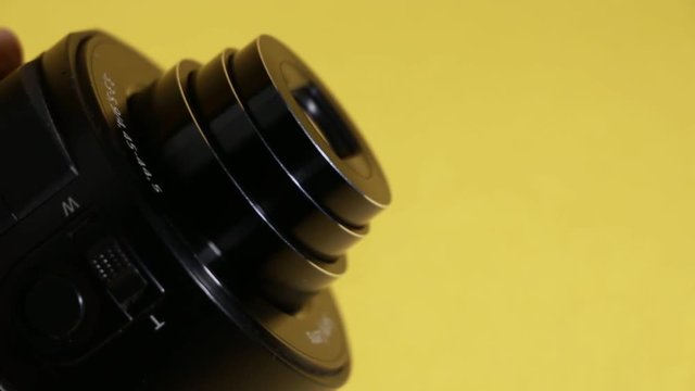Close up of a wireless lens type camera