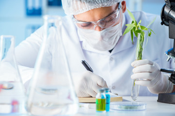 Biotechnology concept with scientist in lab