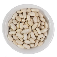 Top view of grains on ceramics bowl.