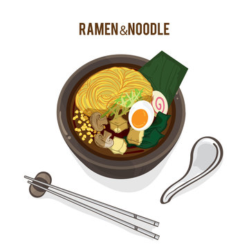food vector Japanese noodle Ramen cuisine soup object