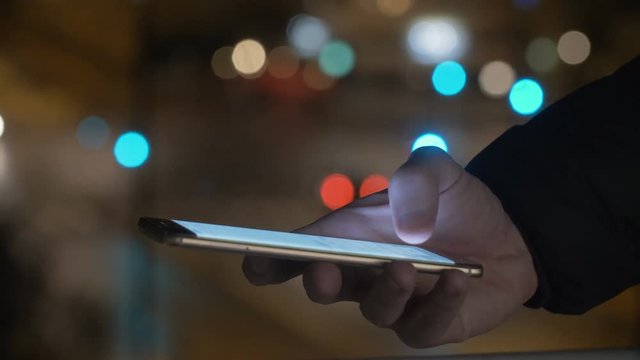 Hand typing sms mms on a smartphone