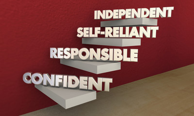 Independent Self-Reliant Confident Responsible Steps 3d Illustration