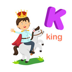 Illustration Isolated Alphabet Letter K King