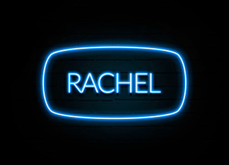 Rachel  - colorful Neon Sign on brickwall