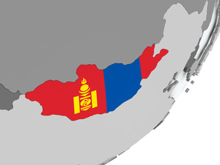 Flag of Mongolia on map