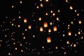 Naklejka premium floating asian lanterns in Chiang Mai ,Thailand