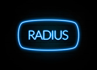 Radius  - colorful Neon Sign on brickwall