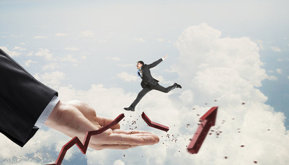 Hand of help and protection . Mixed media