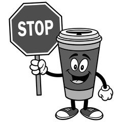 Coffee with Stop Sign Illustration