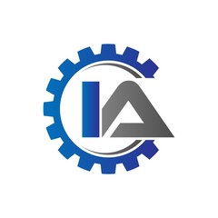 ia initial logo vector with gear blue gray