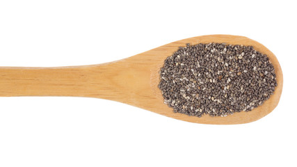 Grains over wooden bamboo spoon. Isolated, White background.