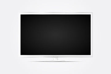 Realistic TV screen in modern style on white background. Flat vector illustration EPS 10