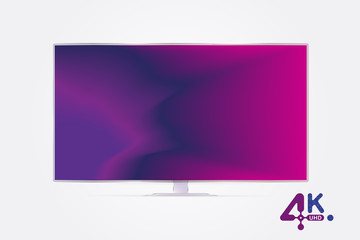 4K UHD Realistic TV screen in modern style with colour background. Flat vector illustration EPS 10
