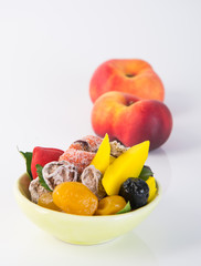 preserved fruits & Dried fruits. Food Snack on a Background