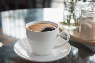 coffee cup on wooden table