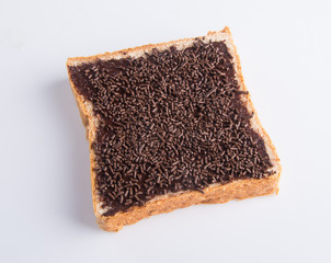bread. slice of bread with chocolate cream