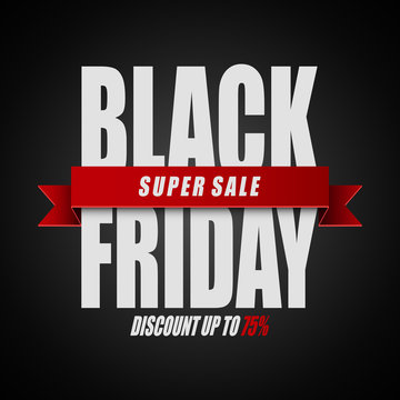 Black Friday super sale. Discount up to 75% on black background