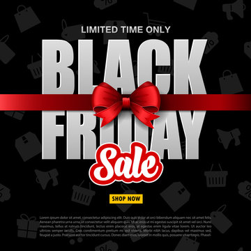 Black Friday sale with red ribbon