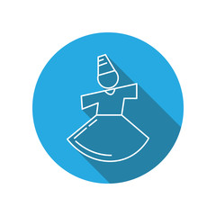 Dervish, yoga, sufi, mevlana, konya flat icon. Religion elements icon. Premium quality graphic design. Signs, outline symbols collection, simple thin line icon for websites, web design, mobile app