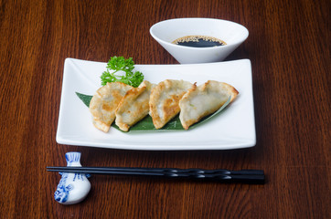 chinese dumplings on the background