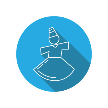 Dervish, yoga, sufi, mevlana, konya flat icon. Religion elements icon. Premium quality graphic design. Signs, outline symbols collection, simple thin line icon for websites, web design, mobile app