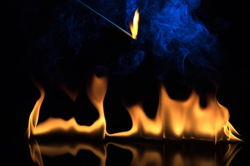 fire on a black background