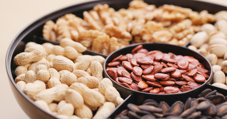 Traditional Lunar new year snack tray in rotation
