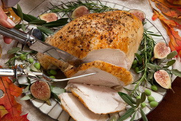Carving Mediterranean Style Whole Roasted Turkey Breast
